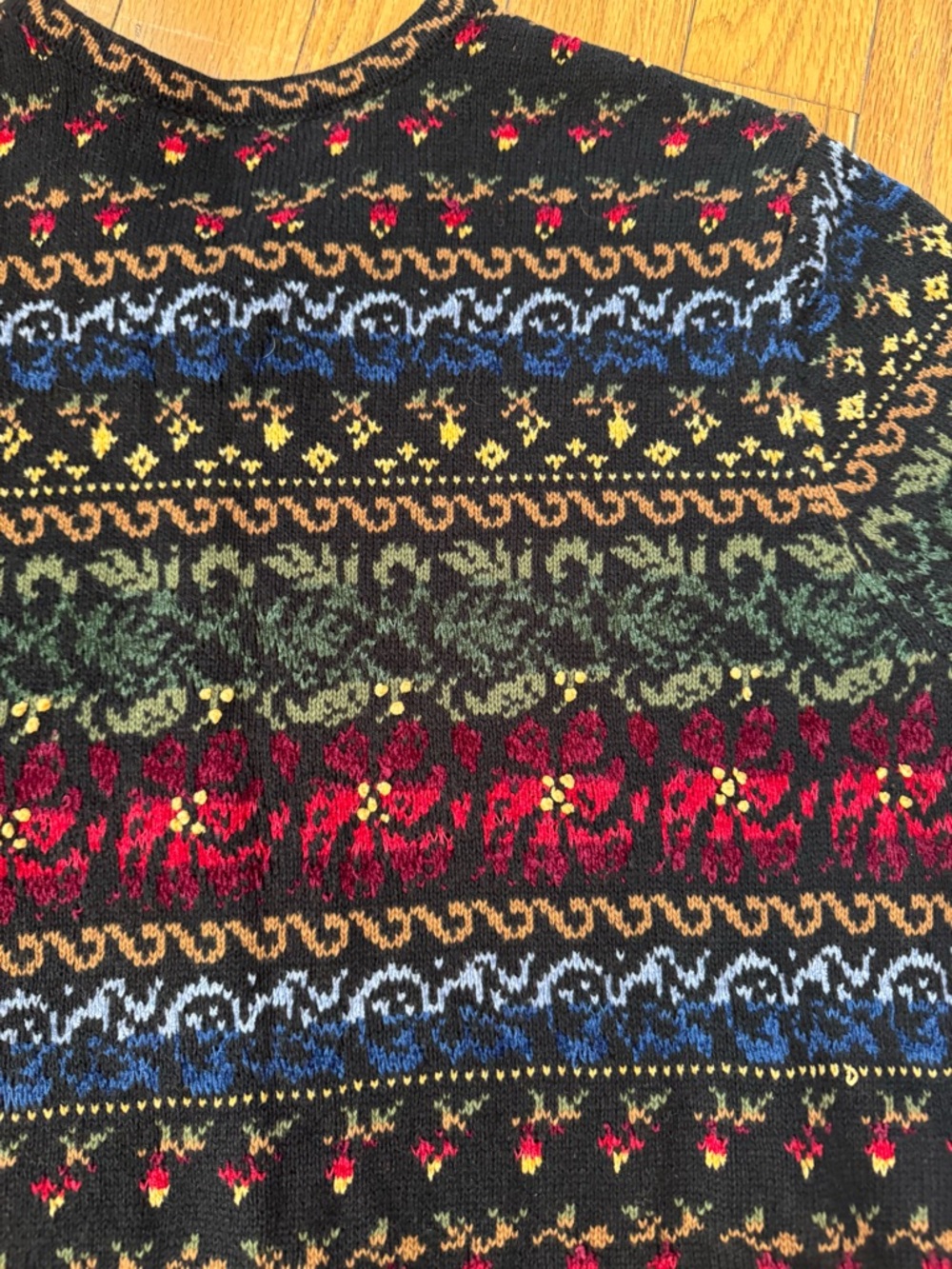 Appleseeds Women‎ Sweater Cardigan 1X Front Button Multi Print Cottage Grandma - Picture 9 of 11